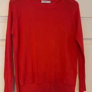 Zara Women's Vibrant Red Crew Neck Sweater